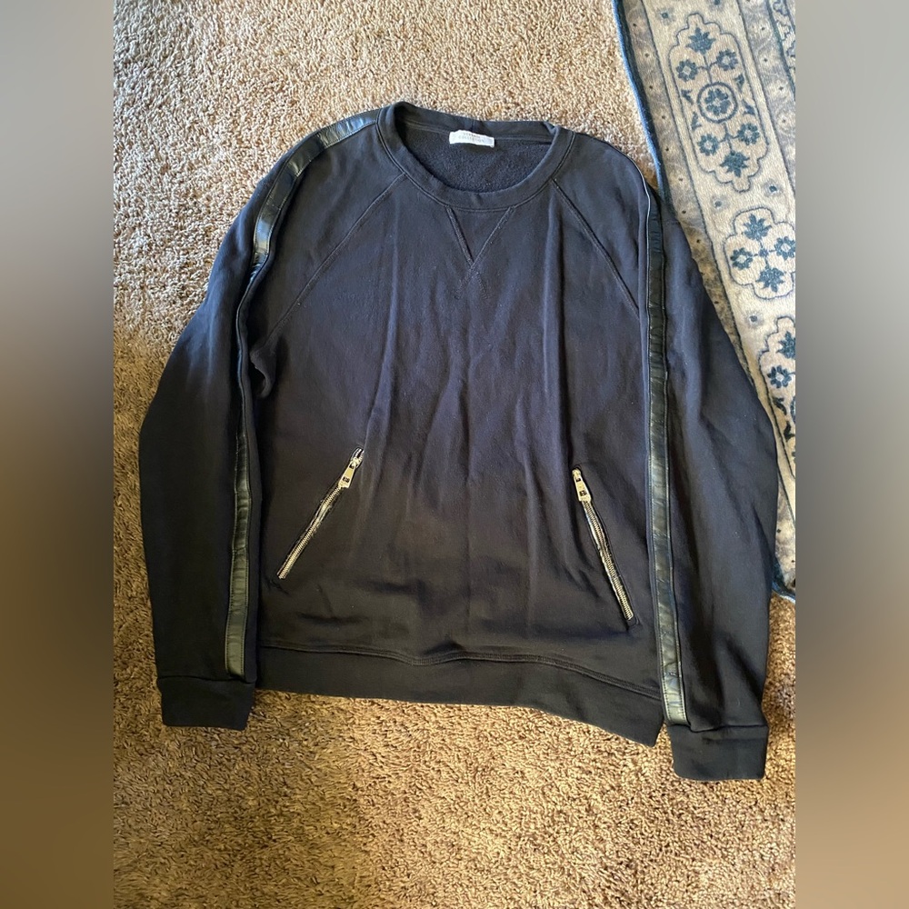 Versace Black Crewneck Sweater with Zipper Details